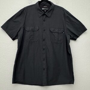 Oakley Regular Fit Charcoal Pinstripe Button Front Short Sleeve Shirt Size XXL